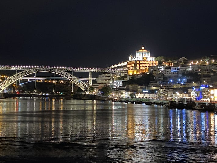 This is the view from the ship docked in Porto which is a beautiful city with a famous bridge Luis I.