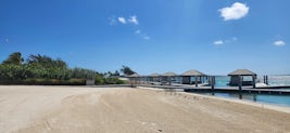 Private cabanas in Coco Cay Beach Club