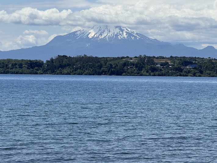 The volcano as seen across the lake in Puerto Varas.