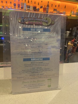 Drink menu with prices