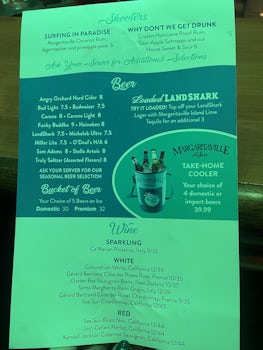 drink menu so you can see prices