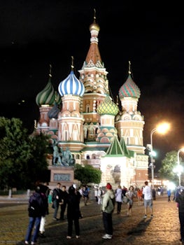 St Basil's Cathedral at night, in Moscow.