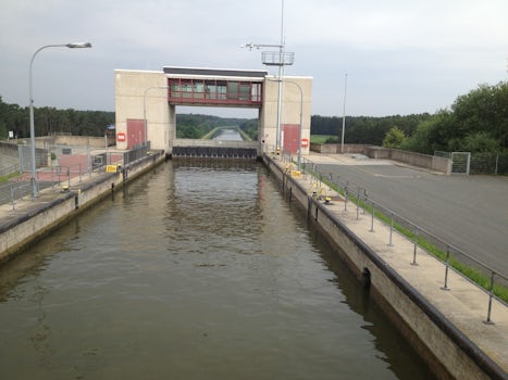 Entering one of the many Locks along the Danube