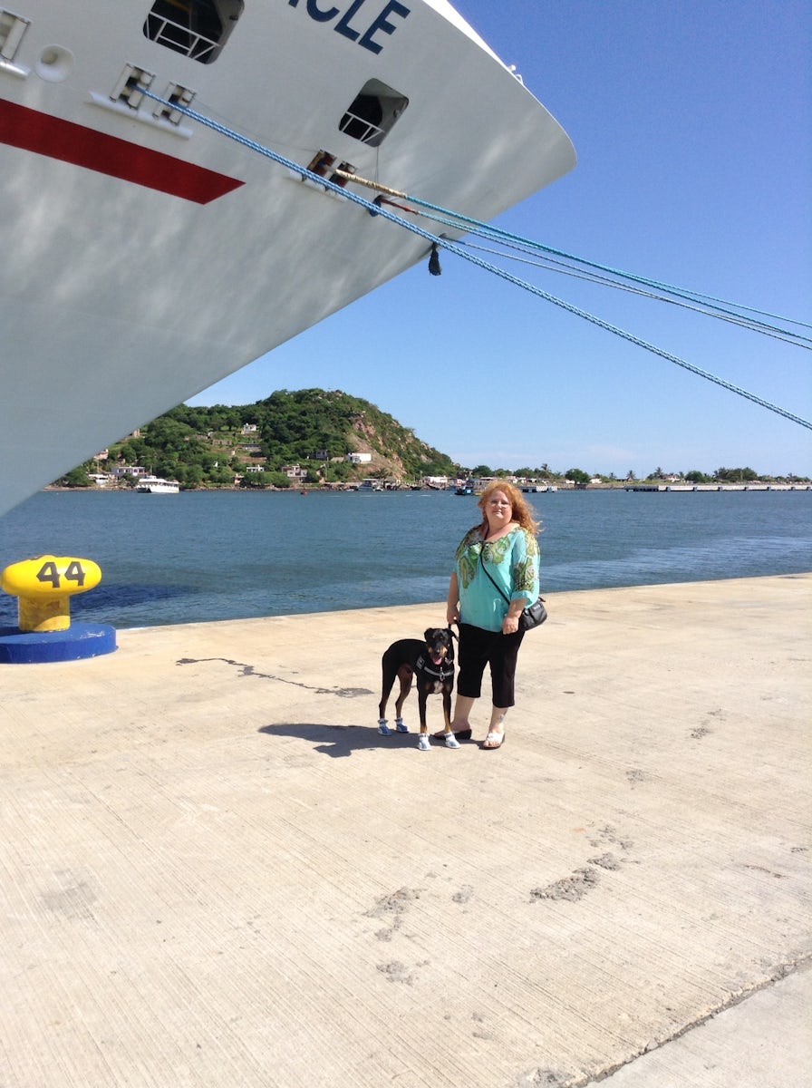 Me and Toby outside the ship in Mazatlan,  He's so cute!