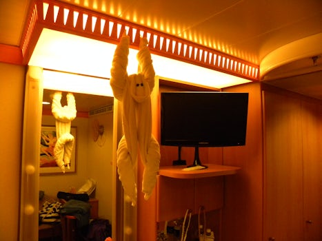 One of the towel animals in the cabin
