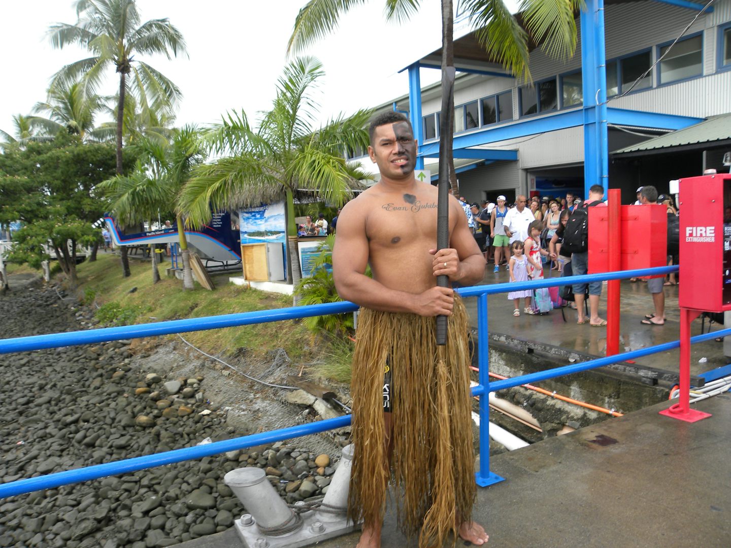 Port Denarau being greeted by a "Fijian Warrior
