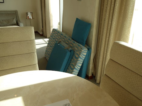 Padding from deck chairs stored in room; in the way & unattractive