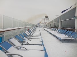 Snow on the cruise ship as we were leaving the port.