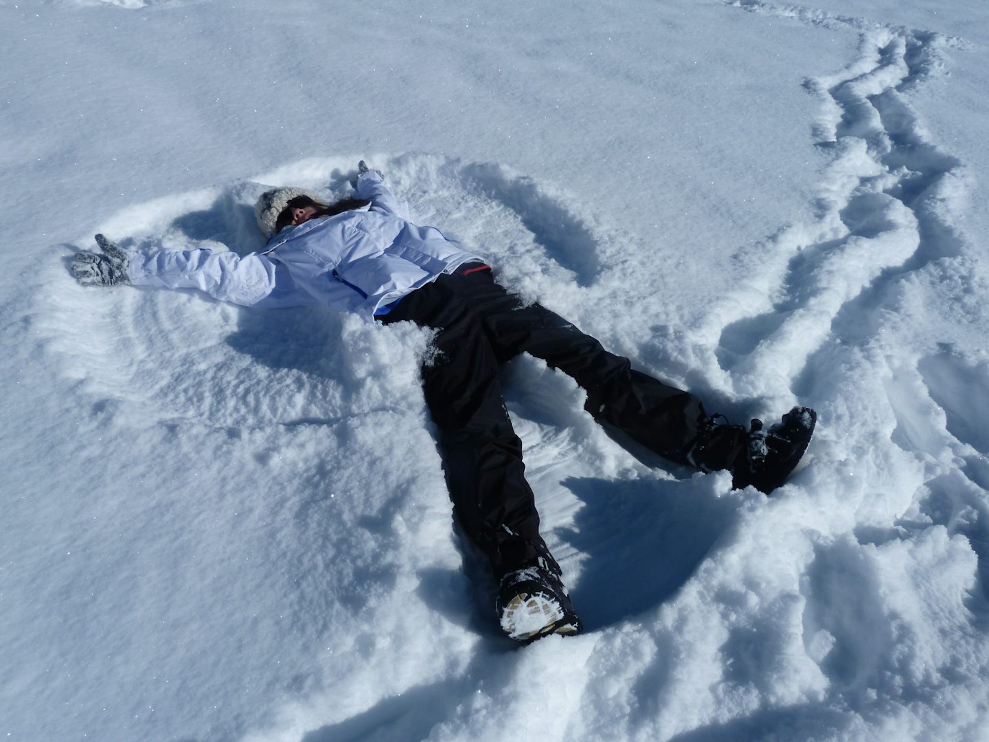 Wife just had to make a snow angel,after 7 inches of fresh powder snow.