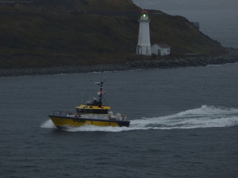 Halifax Pilot boat and Georges Island lighthouse