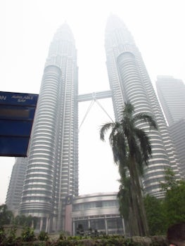 Looking up at the Petronas Towers in Kuala Lumpur