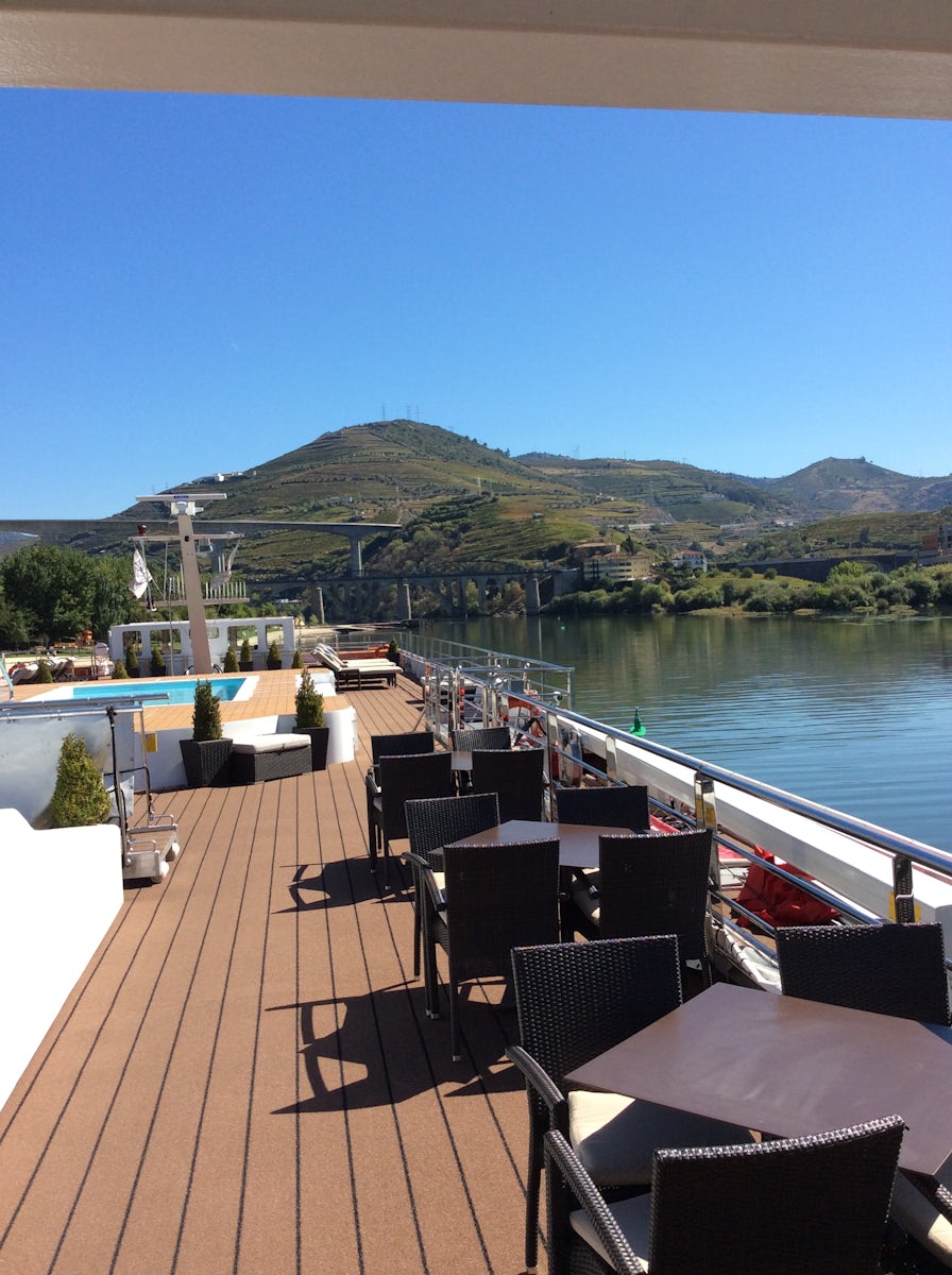 Top deck: enjoying the glorious weather on the River of Gold