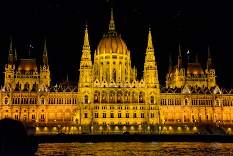 Budapest building at night