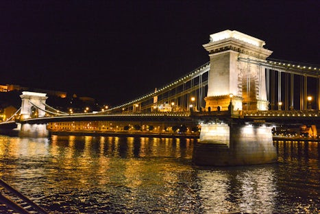 Budapest bridge at night