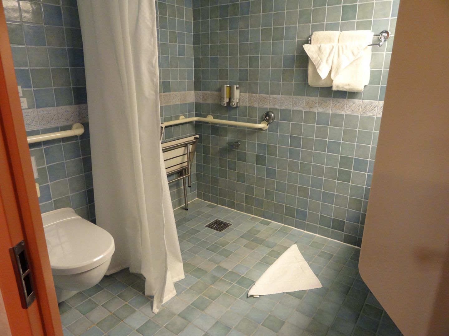 Bathroom set up from door but not showing basin/mirror