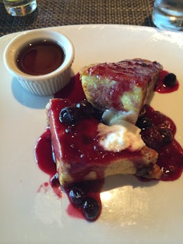 French toast at private dining breakfast for suite passengers