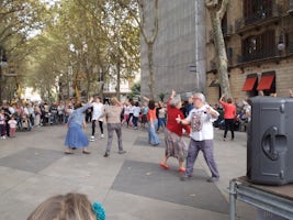Palma:dancing the sardana in the street on Sunday after church