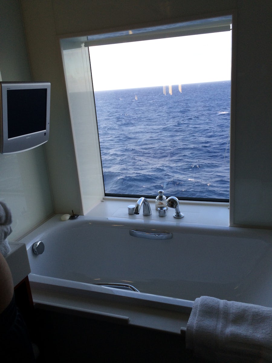 View from soaking tub in suite