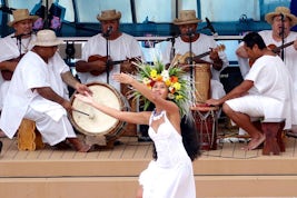 Tahitian dance troupe on board the Solstice.