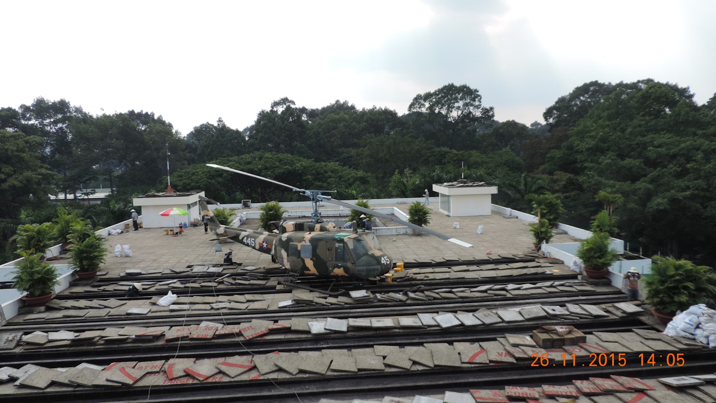 Helicopter on roof of Re-unification Palace, Ho Chi Minh