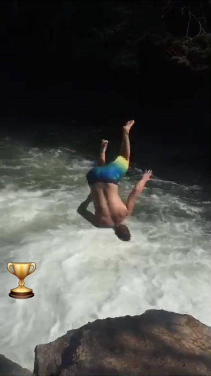 Tyler doing flip into waterfall Puerto Vallarta Mexico