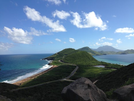 St. Kitts- Point where you can view both Atlantic Ocean and Caribbean Sea
