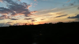 Sunset during drive back from Mayan ruins