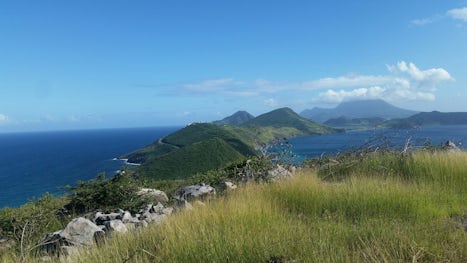 View from St. Kitts where the Carribean Sea & Atlantic Ocean unite