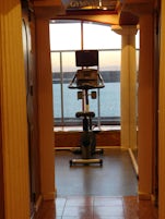 Entering the gym.  Large windows overlooking the ocean