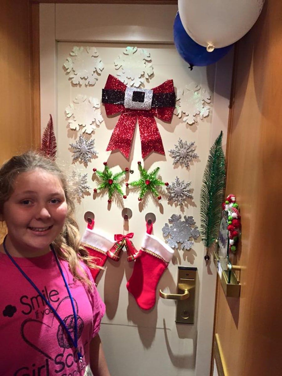 Christmas Door decorations abounded the ship