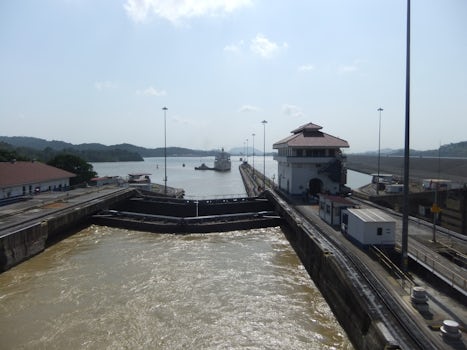 The panama Canal Locks on the Pacific side.