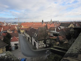 View of Bamberg, Germany, from Rose Garden Terrace on the Palace Grounds