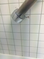 Cracked tiles in bathroom
