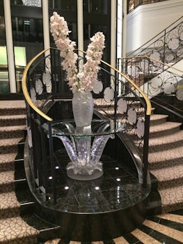 Lalique table at central staircase - near Reception on Riviera