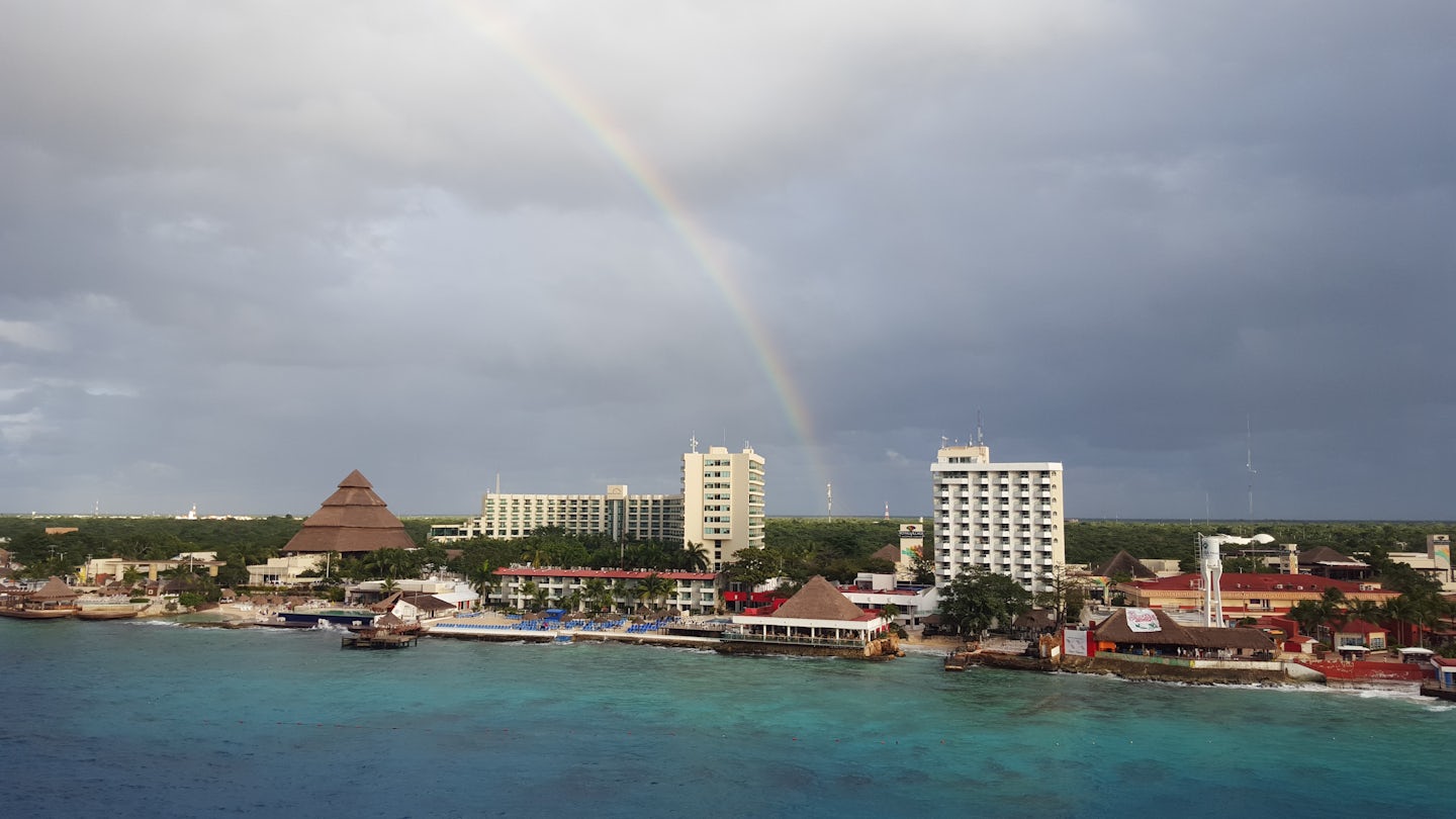 Rainbow over Cozumel as we were leaving port