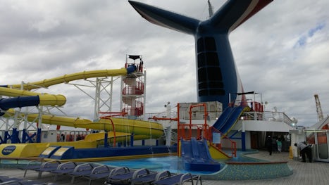 Carnival Fascination Waterworks. Our favorite family hangout during our cruise