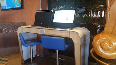 New computer stations at the coffee bar.