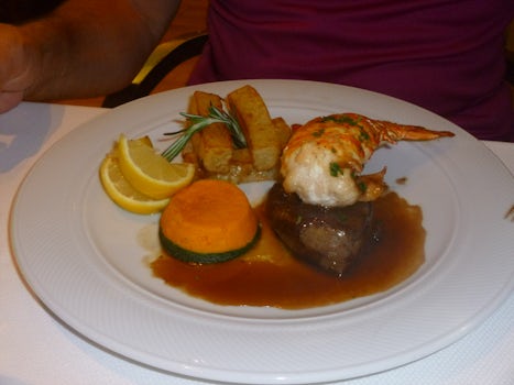 Surf and turf from Mistrals on board.