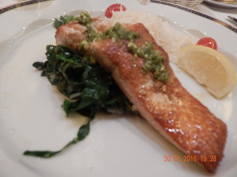 Salmon with Swiss Chard and rice. This was actually delicious!