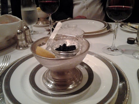 Dinner in Queens Grill always spectacular Caviar Lobster Fois Gras Truffles