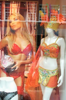 Display windows were dressed up for Carnival.