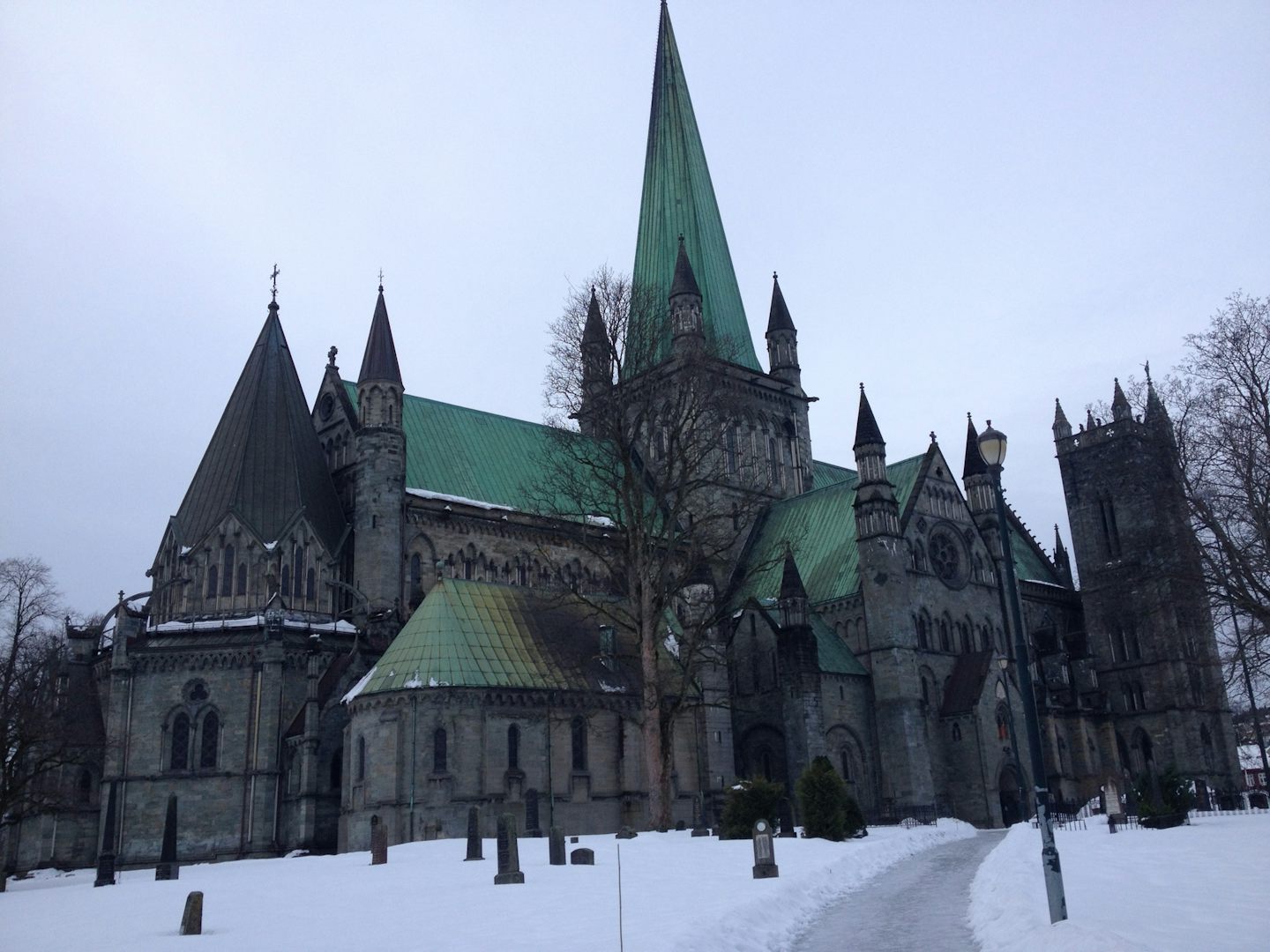 Nidaros Cathedral in Trondheim. Built on site of St Olaf, Patron Saint of Norway. Kings  are crowned in the Cathedral though its domination is Catholic and Norway is a mainly Protestant Country. Well worth a visit.  Building began in 1070