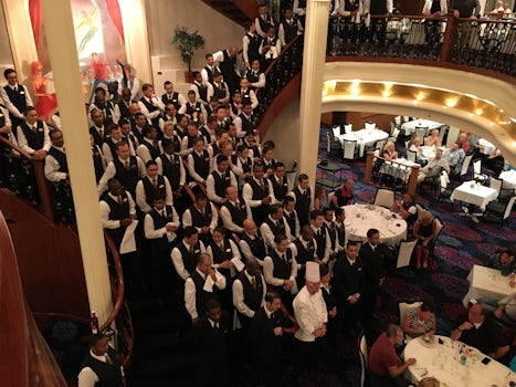 Waiters singing to us in main dining room.  So special!