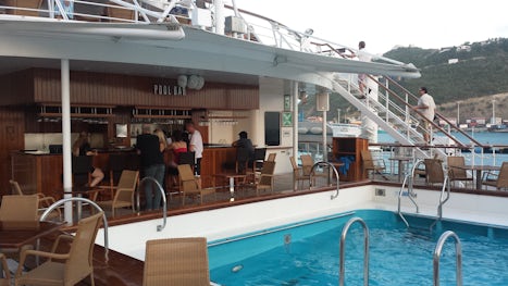 Main deck pool and bar at the back of the ship