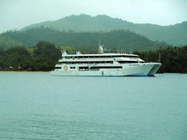 Fiji Princess moored off Tamasua Bay, Yasawa Islands, Fiji.