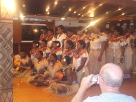 Meke concert by Yasawa lsand villagers for passengers on-board the Fiji Princess