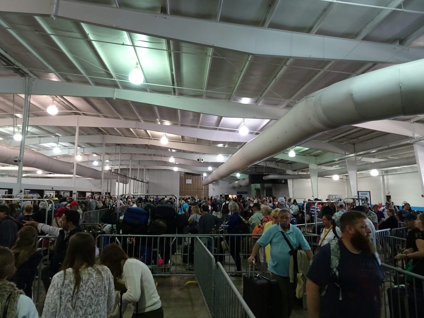 This is a photo of the disembarkation terminal chaos.