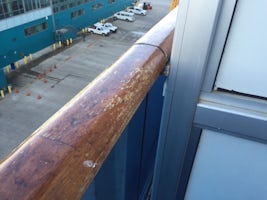 Worn railing.  Not taking care of this once beautiful ship.