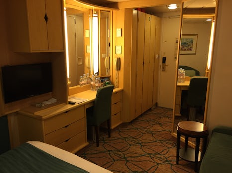 Inside stateroom, view from twin bed