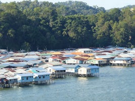 A stilt village in Sandakan, Malaysian Borneo, photographed from the ship.